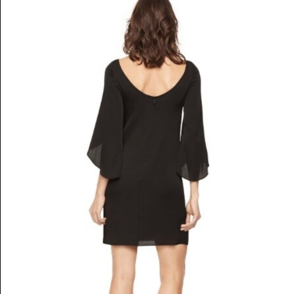 Milly | Silk Stretchy Black Mini Dress with Butterfly Sleeves Whimsigoth Size 14 - Picture 2 of 11